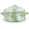 Golden Rabbit Enamelware Dutch Oven, 4 quart, Grey Swirl(Modern Monet)