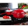 Golden Rabbit Enamelware Dutch Oven, 4 quart, Grey Swirl(Solid Red Textured)