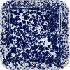 Golden Rabbit Enamelware Square Plates, 10.5 inch, Ocean, Set of 2(Cobalt Swirl)