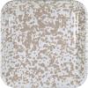 Golden Rabbit Enamelware Square Plates, 10.5 inch, Ocean, Set of 2(Taupe Swirl)