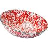 Golden Rabbit Enamelware Catering Bowl, 5 quart, Ocean(Red Swirl)