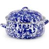 Golden Rabbit Enamelware Dutch Oven, 4 quart, Grey Swirl(Cobalt Swirl)