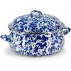 Golden Rabbit Enamelware Dutch Oven, 4 quart, Grey Swirl(Ocean)