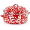 Golden Rabbit Enamelware Dutch Oven, 4 quart, Grey Swirl(Red Swirl)