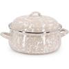 Golden Rabbit Enamelware Dutch Oven, 4 quart, Grey Swirl(Taupe Swirl)