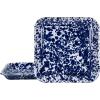 Golden Rabbit Enamelware Square Plates, 10.5 inch, Ocean, Set of 2(Cobalt Swirl)