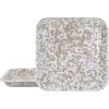 Golden Rabbit Enamelware Square Plates, 10.5 inch, Ocean, Set of 2(Taupe Swirl)