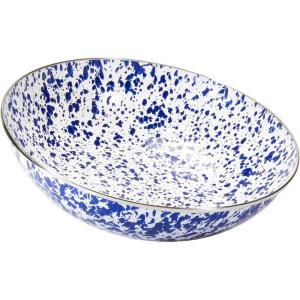 Golden Rabbit Enamelware Catering Bowl, 5 quart, Ocean(Cobalt Swirl)