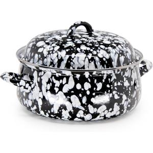 Golden Rabbit Enamelware Dutch Oven, 4 quart, Grey Swirl(Black Swirl)
