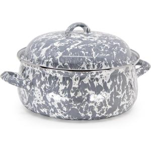 Golden Rabbit Enamelware Dutch Oven, 4 quart, Grey Swirl(Grey Swirl)