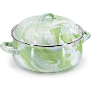 Golden Rabbit Enamelware Dutch Oven, 4 quart, Grey Swirl(Modern Monet)