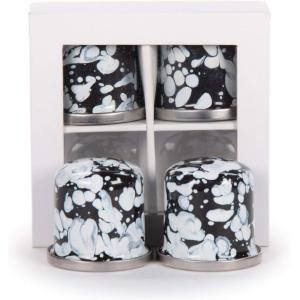Golden Rabbit Enamelware Salt and Pepper Shakers, 2 Sets in Gift Box, Ocean(Black Swirl)