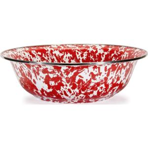 Golden Rabbit Enamelware Serving Basin, 4 quart, Ocean(Red Swirl)