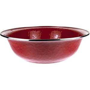 Golden Rabbit Enamelware Serving Basin, 4 quart, Ocean(Solid Red Textured)