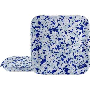Golden Rabbit Enamelware Square Plates, 10.5 inch, Ocean, Set of 2(Ocean)