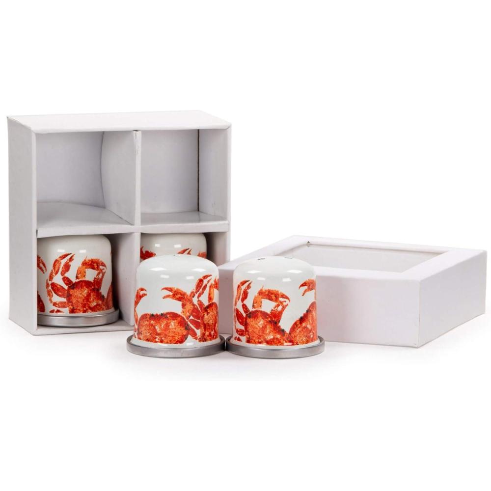 image:imageGolden Rabbit Enamelware Salt and Pepper Shakers 2 Sets in Gift Box Blue CrabCrab House