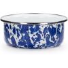 Golden Rabbit Enamelware Soup Bowls with Lids, 14 ounce, Grey Swirl, Set of 4(Cobalt Swirl)