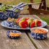 Golden Rabbit Enamelware Soup Bowls with Lids, 14 ounce, Grey Swirl, Set of 4(Cobalt Swirl)