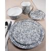 Golden Rabbit Enamelware Soup Bowls with Lids, 14 ounce, Grey Swirl, Set of 4(Grey Swirl)