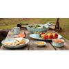 Golden Rabbit Enamelware Soup Bowls with Lids, 14 ounce, Grey Swirl, Set of 4(Sea Glass)
