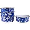 Golden Rabbit Enamelware Soup Bowls with Lids, 14 ounce, Grey Swirl, Set of 4(Cobalt Swirl)