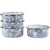Golden Rabbit Enamelware Soup Bowls with Lids, 14 ounce, Grey Swirl, Set of 4(Grey Swirl)