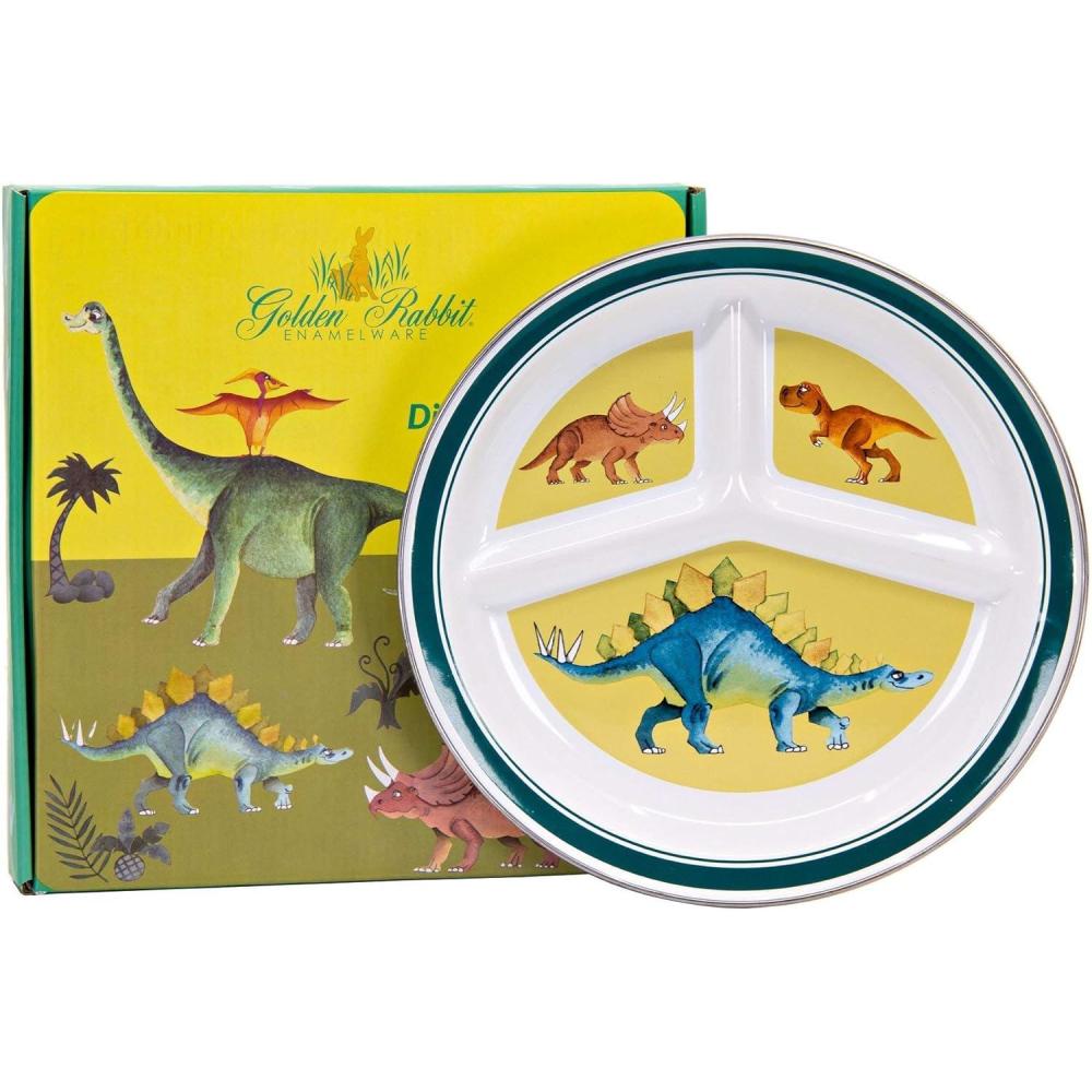 image:imageGolden Rabbit Enamelware Toddler Plate 9 inch Peter RabbitDinosaurs