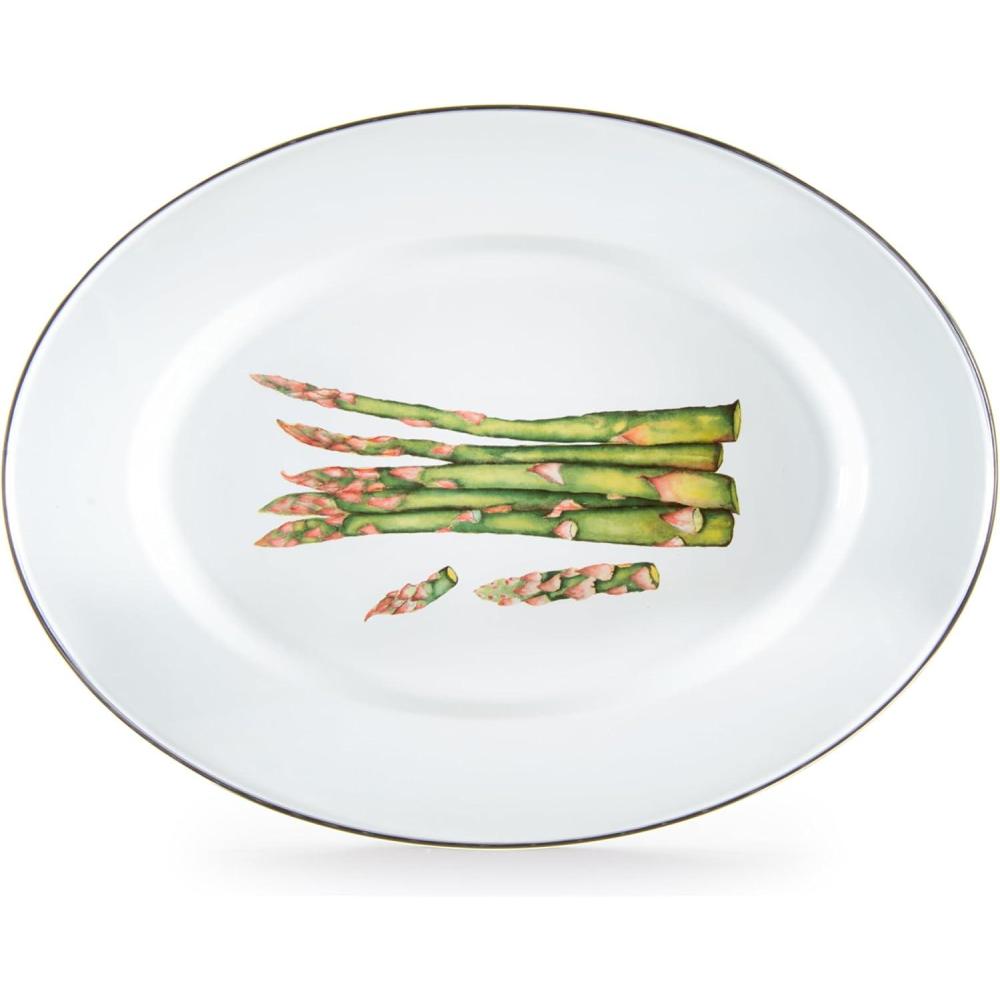 image:imageGolden Rabbit Enamelware Oval Platter 12 x 16in Fishing FlyFresh Produce