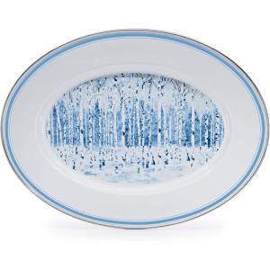 Golden Rabbit Enamelware Oval Platter, 12 x 16in, Fishing Fly(Aspen Grove)