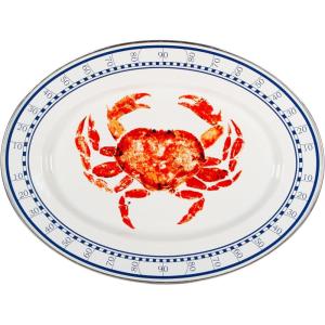 Golden Rabbit Enamelware Oval Platter, 12 x 16in, Fishing Fly(Crab House)