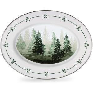 Golden Rabbit Enamelware Oval Platter, 12 x 16in, Fishing Fly(Forest Glen)