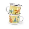 Golden Rabbit Enamelware Child Dinnerware Set: Plate, Mug and Bowl with Lid, Tom Kitten(Dinosaurs)