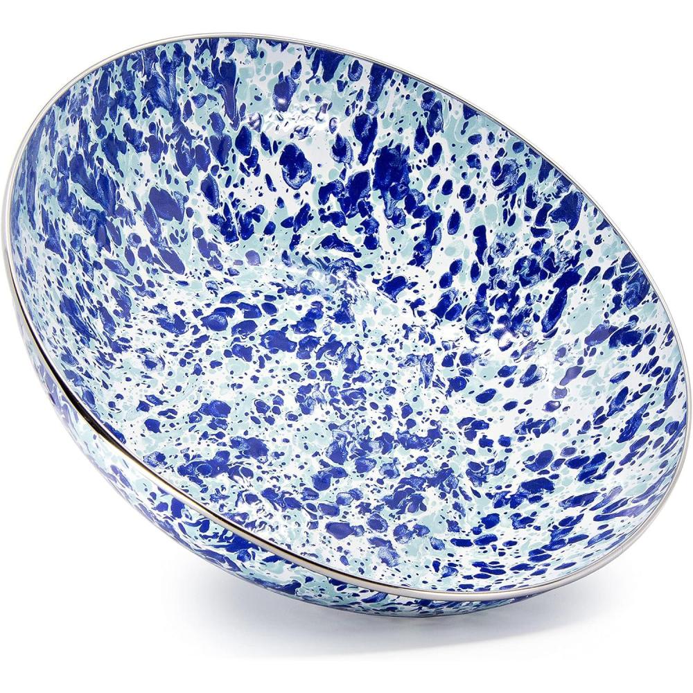 image:imageGolden Rabbit Enamelware Catering Bowl 5 quart Taupe SwirlOcean