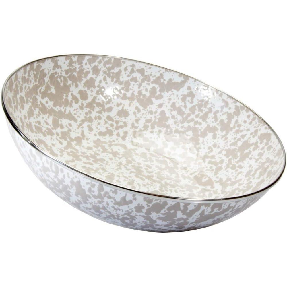 image:imageGolden Rabbit Enamelware Catering Bowl 5 quart Taupe SwirlTaupe Swirl