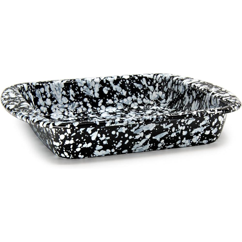 image:imageGolden Rabbit Enamelware Square Brownie Pan 9 inch Cobalt SwirlBlack Swirl