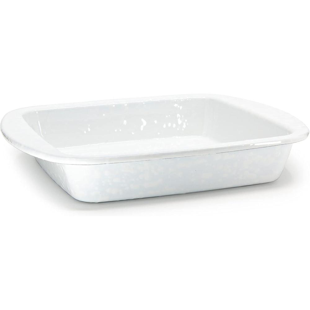 image:imageGolden Rabbit Enamelware Square Brownie Pan 9 inch Cobalt SwirlSolid White Textured
