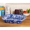 Golden Rabbit Enamelware Square Brownie Pan, 9 inch, Cobalt Swirl(Cobalt Swirl)