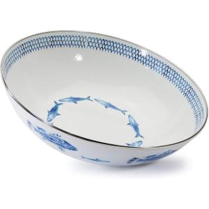 Golden Rabbit Enamelware Catering Bowl, 5 quart, Taupe Swirl(Fish Camp)