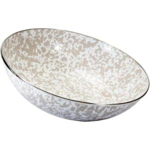 Golden Rabbit Enamelware Catering Bowl, 5 quart, Taupe Swirl(Taupe Swirl)