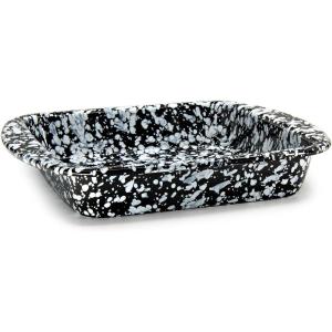 Golden Rabbit Enamelware Square Brownie Pan, 9 inch, Cobalt Swirl(Black Swirl)