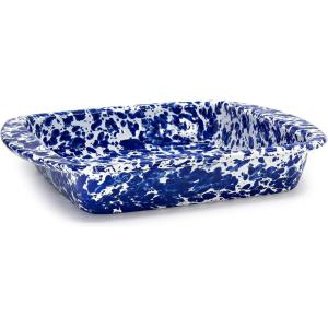 Golden Rabbit Enamelware Square Brownie Pan, 9 inch, Cobalt Swirl(Cobalt Swirl)