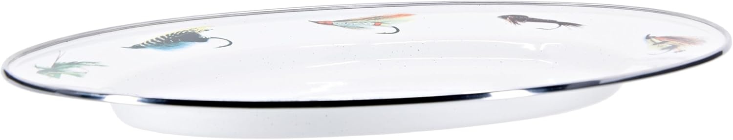 image:imageGolden Rabbit Enamelware Oval Platter 12 x 16in Highland PlaidFishing Fly