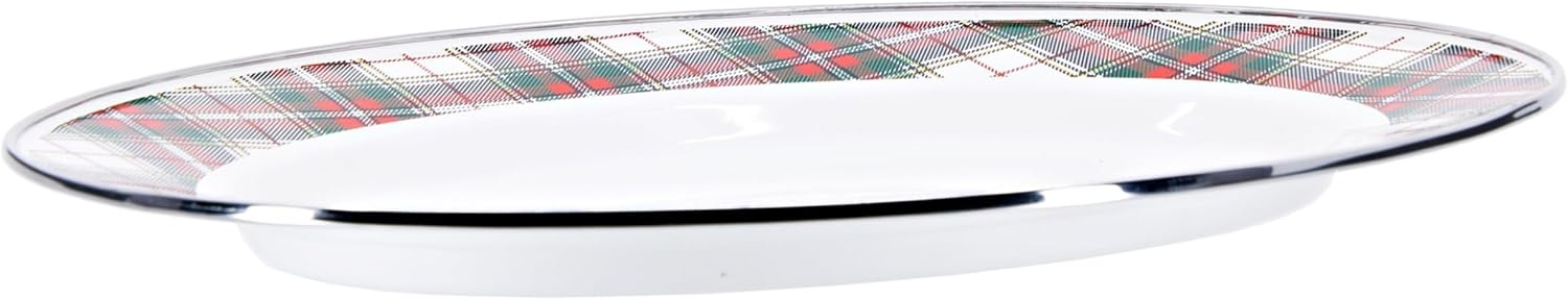 image:imageGolden Rabbit Enamelware Oval Platter 12 x 16in Highland PlaidHighland Plaid