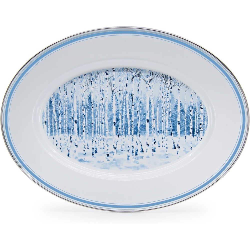 image:imageGolden Rabbit Enamelware Oval Platter 12 x 16in Highland PlaidAspen Grove