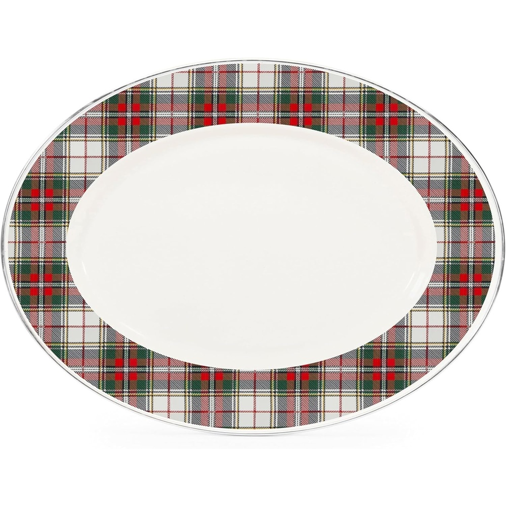 image:imageGolden Rabbit Enamelware Oval Platter 12 x 16in Highland PlaidHighland Plaid