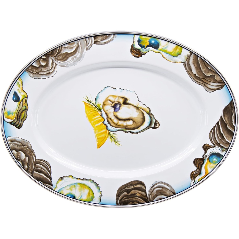 image:imageGolden Rabbit Enamelware Oval Platter 12 x 16in Highland PlaidOyster