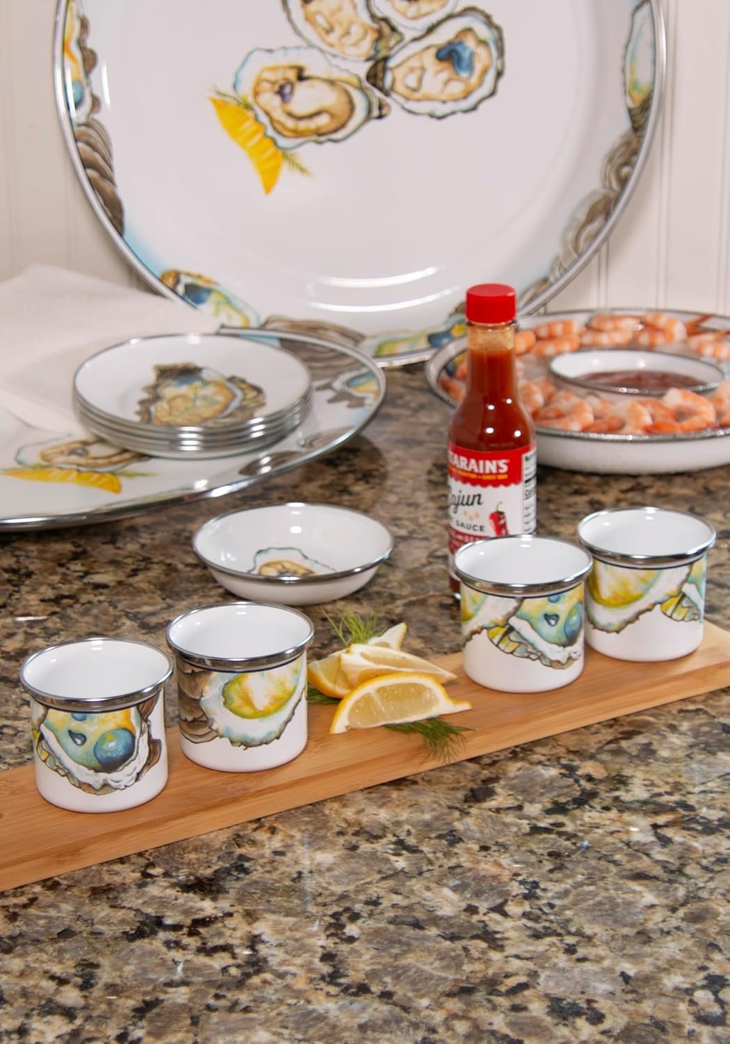 image:imageGolden Rabbit Enamelware Medium Tray 155 inch Aspen GroveOyster