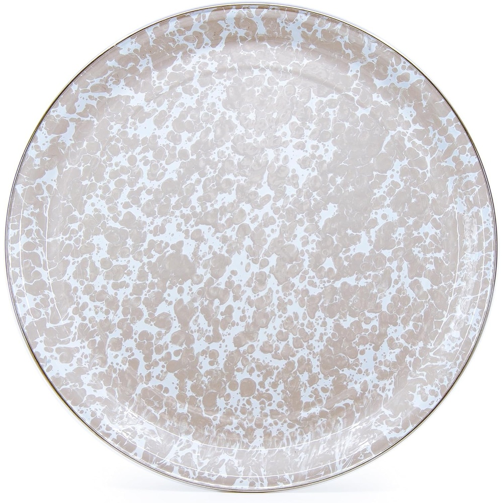 image:imageGolden Rabbit Enamelware Medium Tray 155 inch Aspen GroveTaupe Swirl
