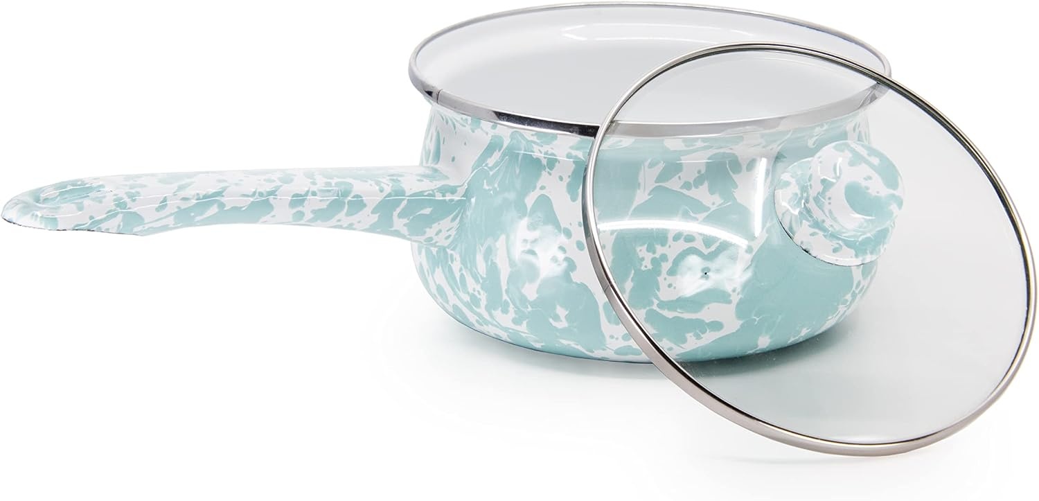 image:imageGolden Rabbit Enamelware 5cup Sauce Pan OceanSea Glass