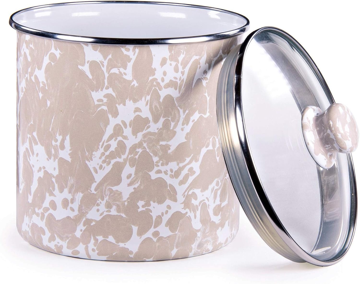 image:imageGolden Rabbit Enamelware Canister 8 cup Sea GlassTaupe Swirl